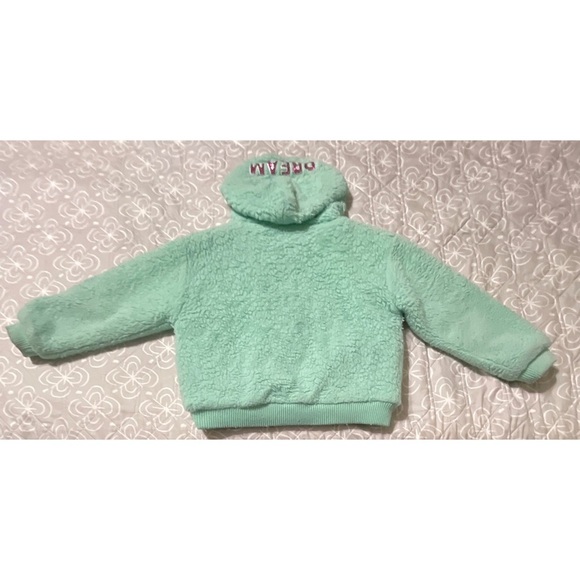 Girl’s Betsey Johnson Teal Sherpa Hooded Pullover Sweater Sweatshirt Size XS - Picture 2 of 6